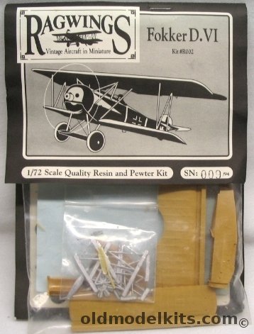 Ragwings 1/72 Fokker D.VI (D-VI), 009 plastic model kit